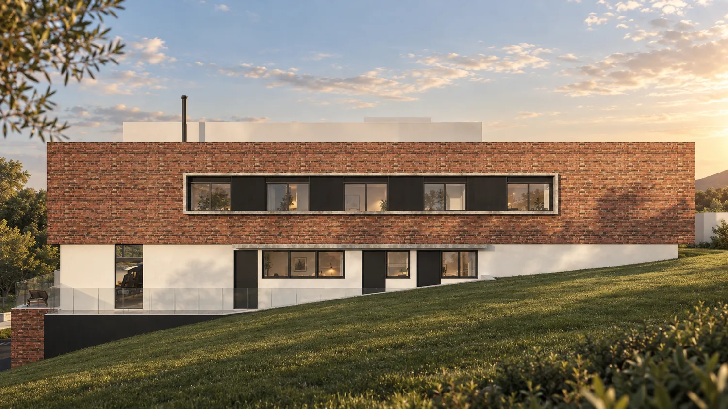 Fachada residencial simples e neutra, sem pessoas